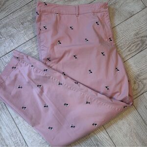 Talbots Pink Weekend Chino with Boston Terrier motif